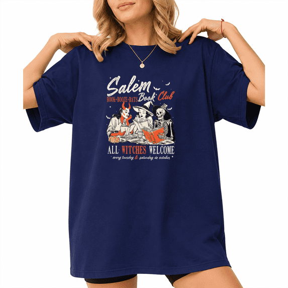 Salem Book Club All Witches Welcome Vintage Print T-Shirt