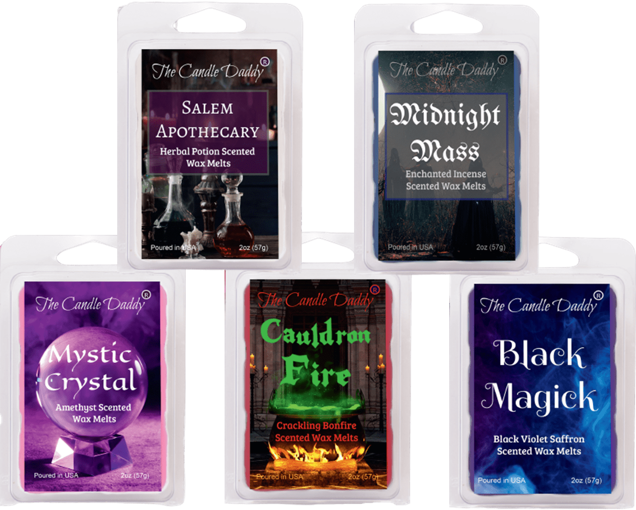 Free Spirit Bundle Combo Set Of Five Scented Wax Melt Cubes - Nag Champa,  Patchouli, Starry Night, Tropical Paradise, Dragon's Blood 