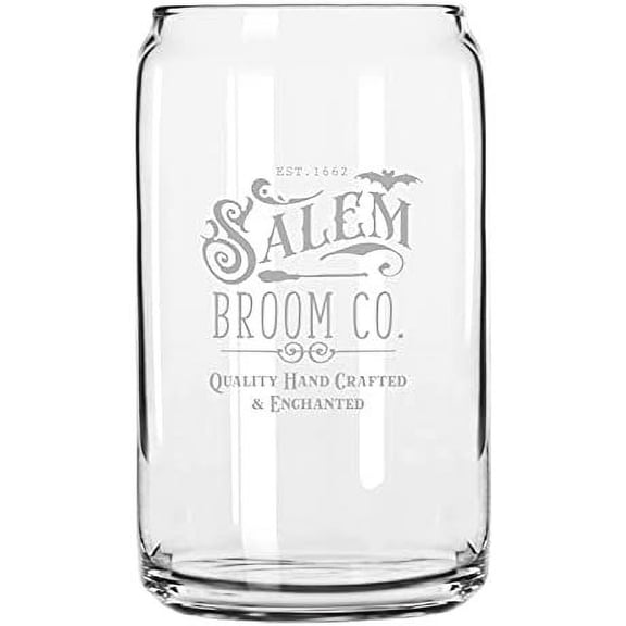 Salem Broom Company Happy Halloween Etched 16oz Libbey Can Glass