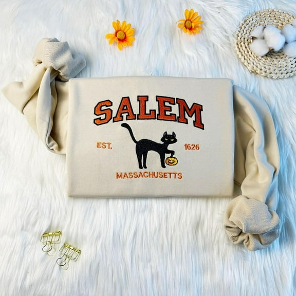 Salem Cat Embroidered Sweatshirt