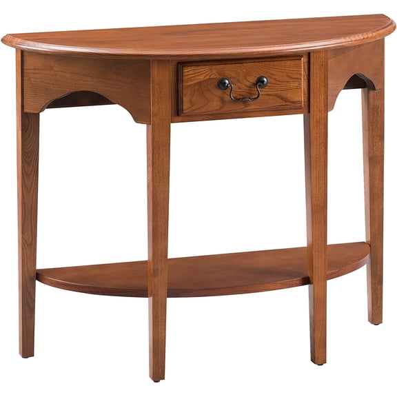 Salem Console Table, Solid Wood, with Drawer and Shelf, for Entryways, Hallways, and Living Rooms, Medium Oak, 9036-MED