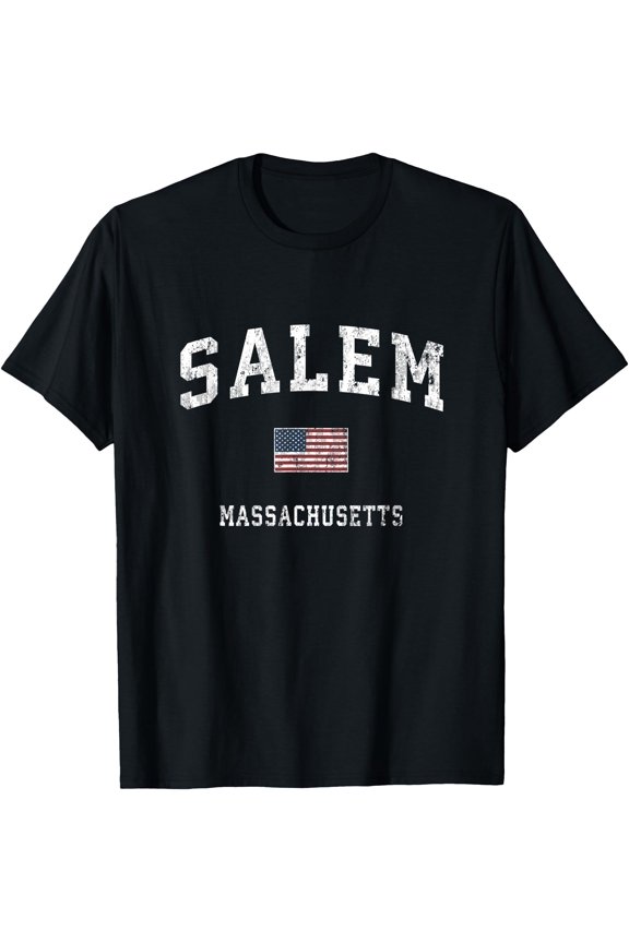 Salem Massachusetts Ma Vintage American Flag Sports Design S-5XL T-Shirt, Unisex T-Shirt