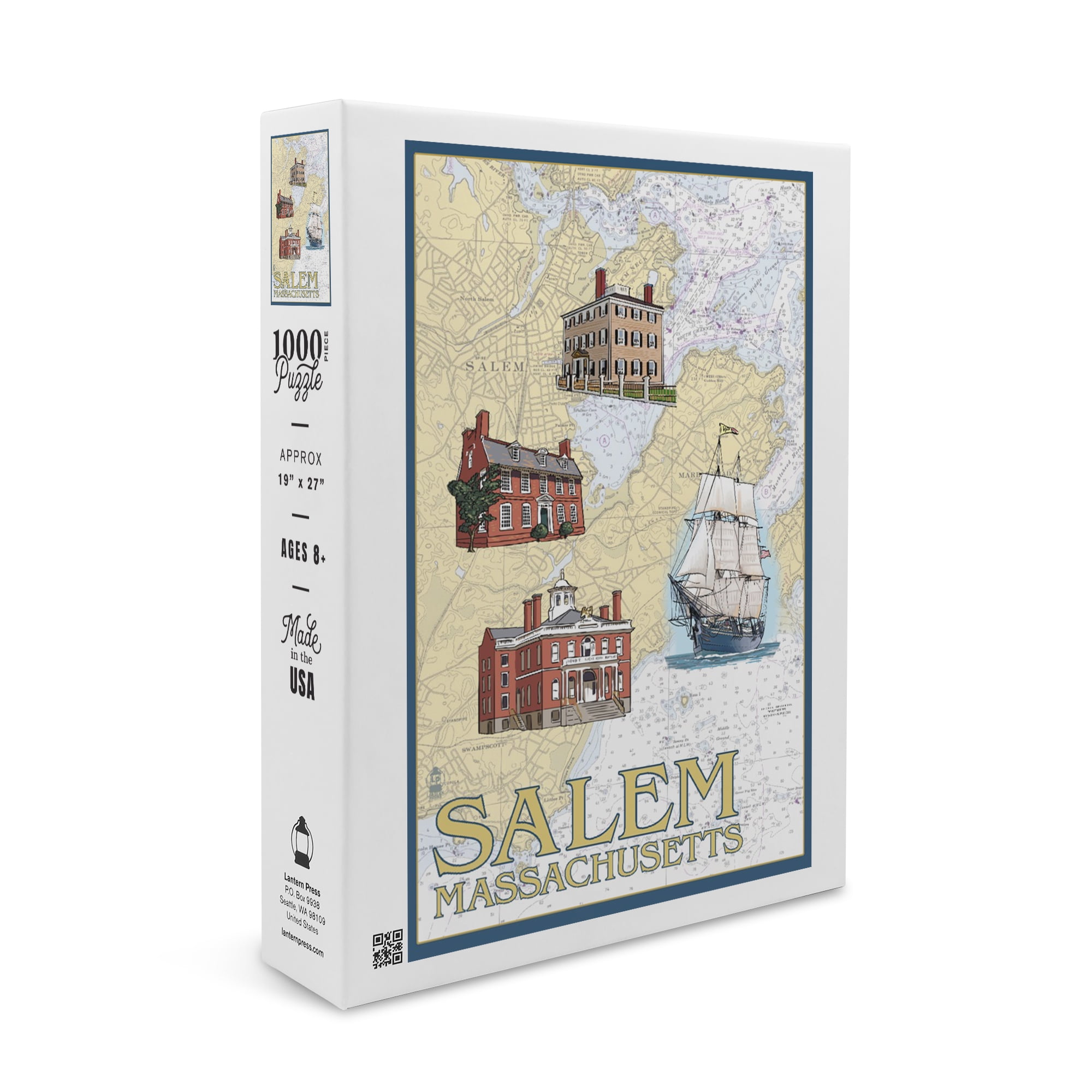 Salem, Massachusetts, Nautical Chart (1000 Piece Puzzle, Size 19x27