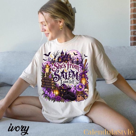 Salem Massachusetts, Witchy Party Shirt, Spooky Season Gift, She's From Salem, Vintage Halloween Witch Tee, Girls Trip Salem
