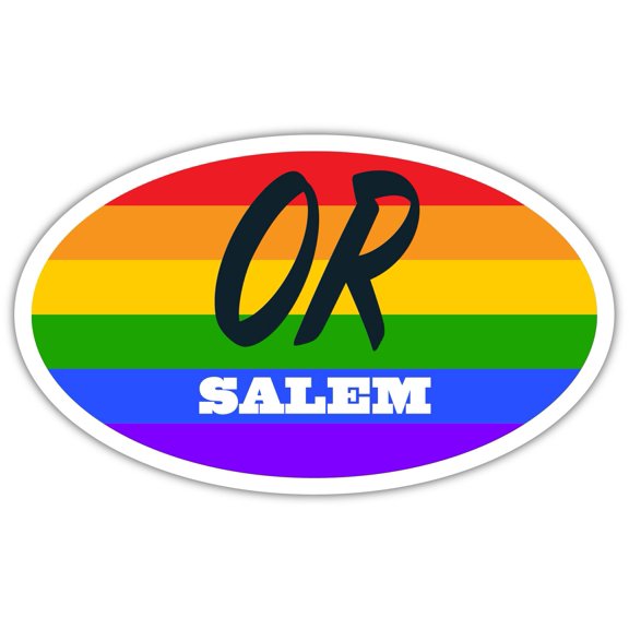 Salem OR Oregon Marion County Rainbow Pride Flag 6 Stripes Pride Flag Euro Decal Bumper Sticker 3M Vinyl 3" x 5"