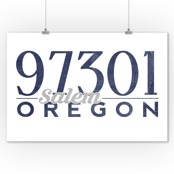 Salem, Oregon - 97301 Zip Code (Blue) - Lantern Press Artwork (9x12 Art Print, Wall Decor Travel Poster)