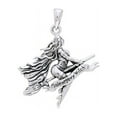 thumbnail image 1 of Salem Sexy Witch 925 Sterling Silver Pendant Fine Halloween Pagan Wiccan Jewelry, 1 of 2