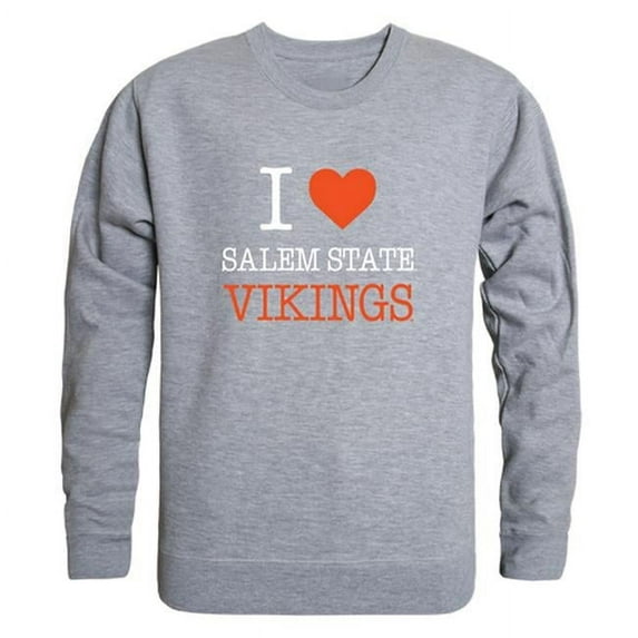 Salem State University Vikings I Love Crewneck Sweatshirt, Heather Grey - Extra Large