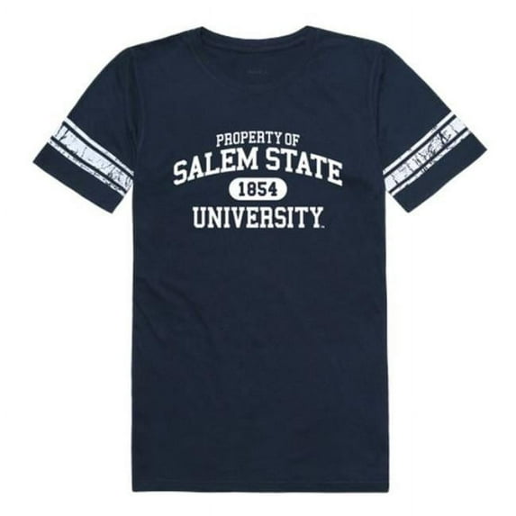 Salem State University Vikings Women Property Football T-Shirt, Navy - Large