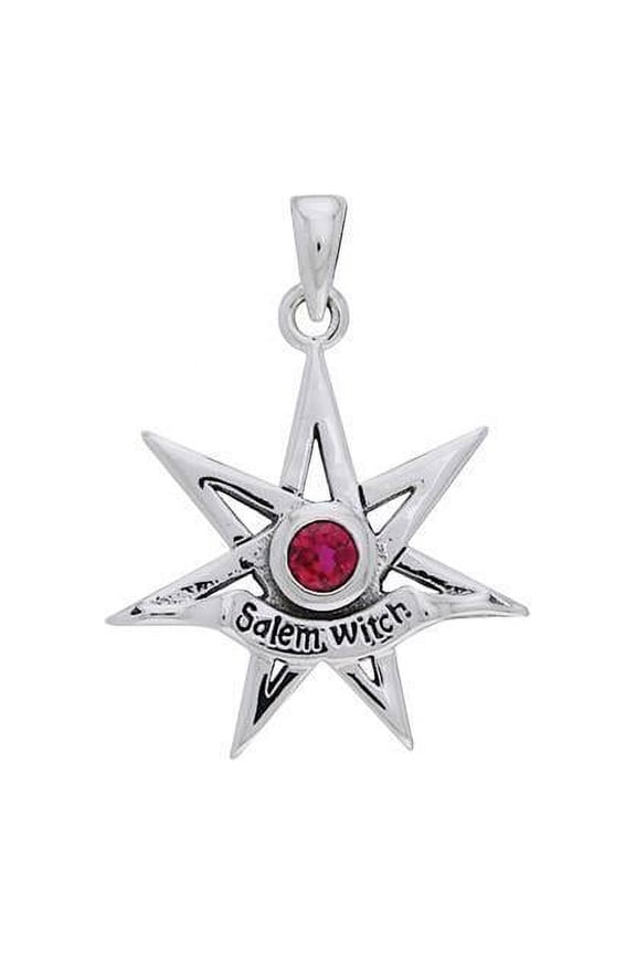 Salem Witch Seven Pointed Star 925 Sterling Silver Pendant Magic Wiccan Jewelry