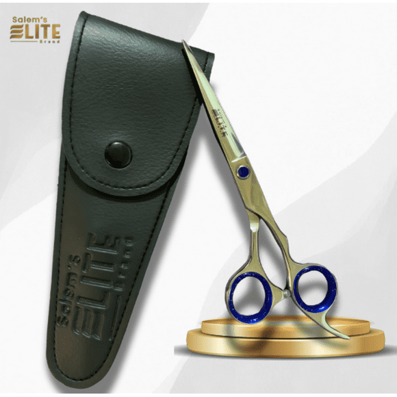 Salem's Elite Hair Cutting Barber Shears Scissors – 6.5 Inch Professional Hair Cutting Scissors for Men, Women, and Children– Premium High Carbon Stainless Steel with Black Leather Pouch