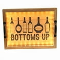 thumbnail image 1 of Salento Farmhouse Rectangular Decorative LED Light Up Wooden Serving Tray with Black Metal Handles and Bottoms Up in Black Script for Home Decor, Ottoman, Centerpiece, Breakfas, 1 of 1
