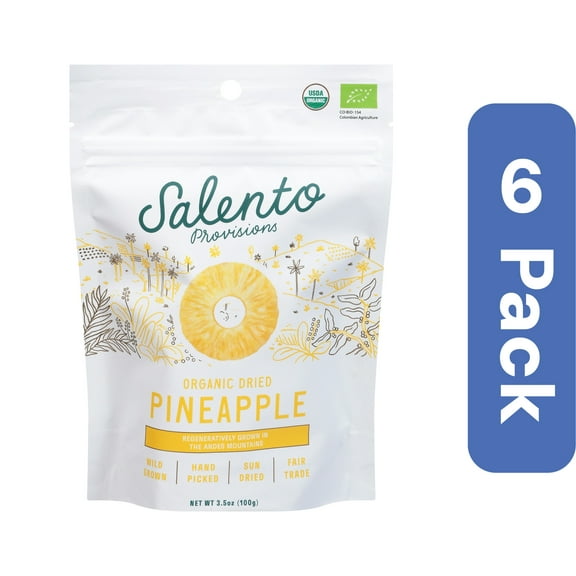 Salento Provisions Organic Dried Pineapple Rings 3.5 oz (Pack of 6)