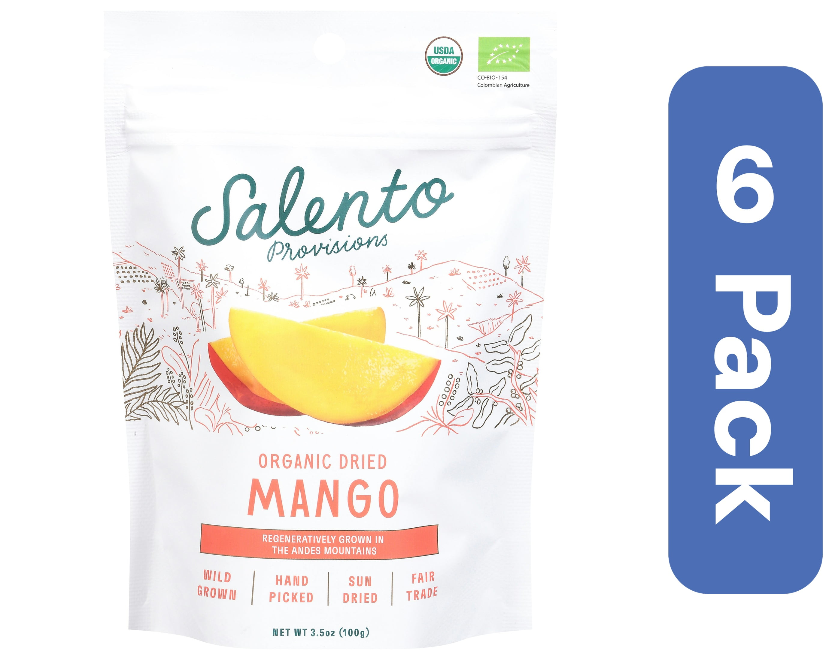 Salento Provisions Organic Sweet Dried Mango 3.5 oz (Pack of 6)