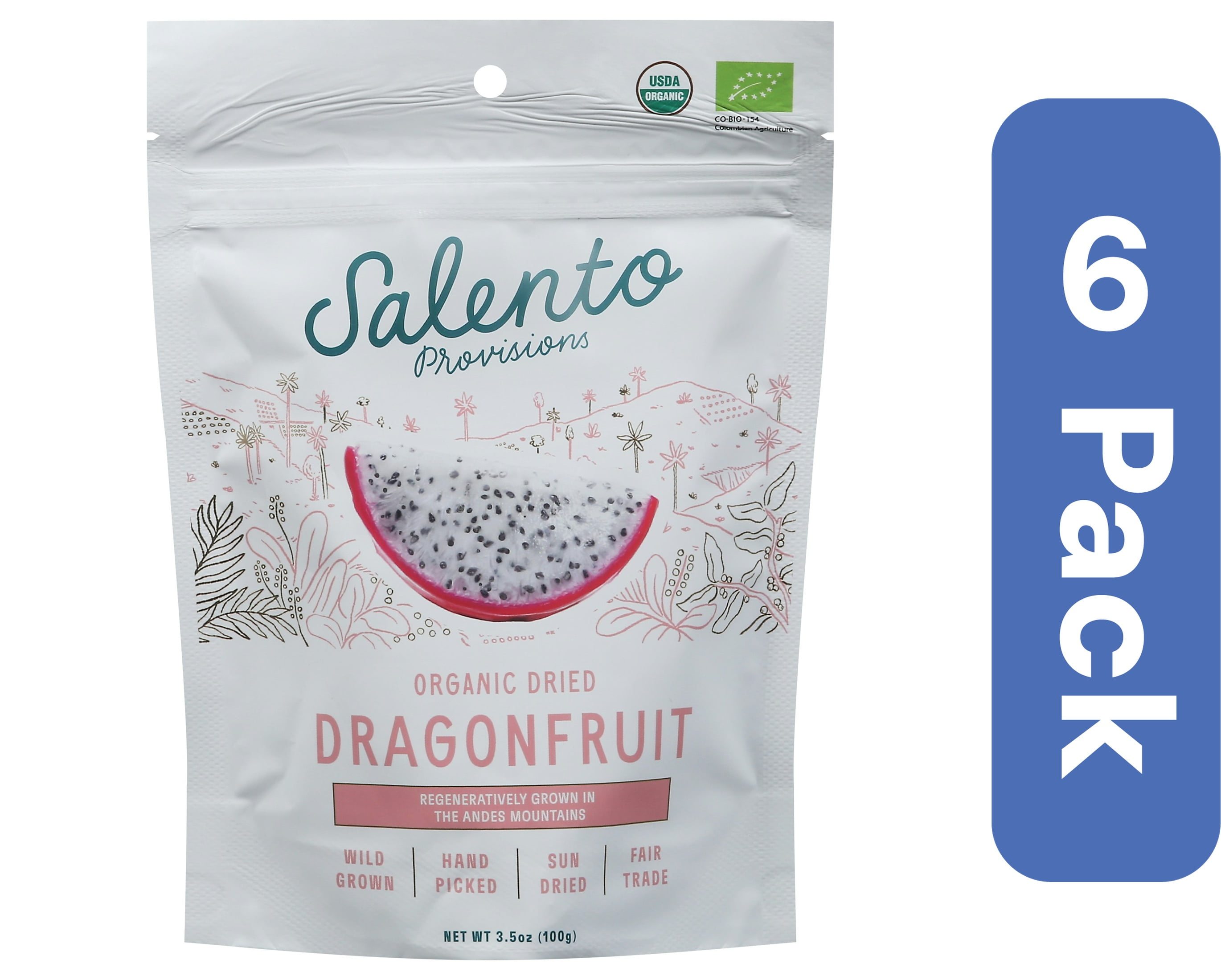 Salento Provisions Organic Yellow Dragon Fruit Dried Chips 3.5 oz (Pack Of 6)