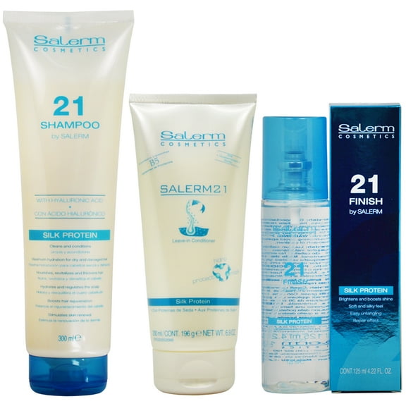 Salerm 21 Shampoo 10.8oz + Leave In Conditioner 6.9oz + Finish Spray 4.22oz "Set"