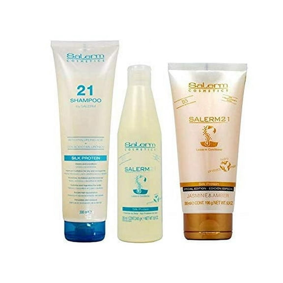 Salerm 21 Silk Protein Combo Set (SHAMPOO&(BOTTLE) LEAVE-IN&JASMINE-LEAVEIN