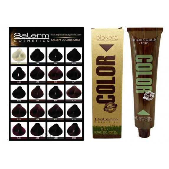 Salerm Biokera Natura Permanent Coloring Cream Natural Hair Color (5.96) Light Brown Reddish Violet 2.3 Oz