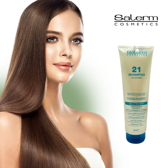 Salerm Cosmetics 21 Shampoo by Salerm Silk Protein with Hyaluronic Acid & Boosts Hair Rejuvenation - (10.14 fl. oz.)