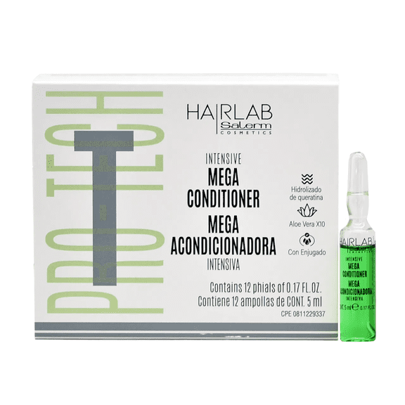 Salerm Cosmetics Mega Conditioner Hair Treatment, Box of 12 Vials (5ml Each)