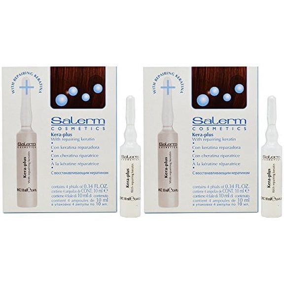 Salerm Kera-plus with Repairing Keratin 4 x 0.34oz/10ml Phials "Pack of 2"