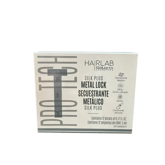 Salerm Silk Plus METAL LOCK 12 Vials x 0.17 oz Ampoules - Protects Hair During Color Process