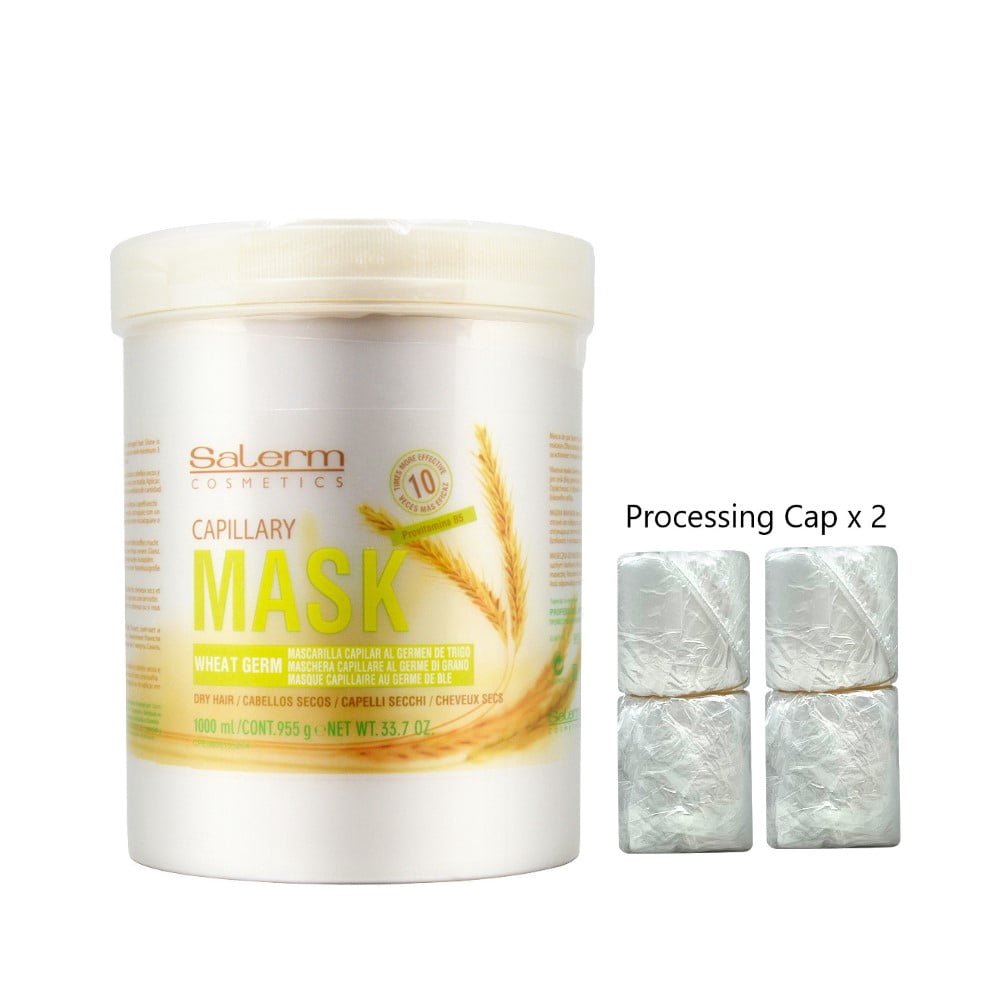 Germ Block Cap Salerm Wheat Germ Capllary Mask 33.7oz + Processing Cap (2 Packs ...