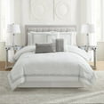 thumbnail image 1 of Salerno 7 Piece Faux Suede Embroidered Comforter Set, White - Queen, 1 of 6