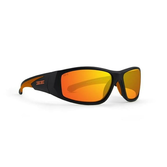 Salerno Sunglass with Orange Mirror Lens - Black & Orange