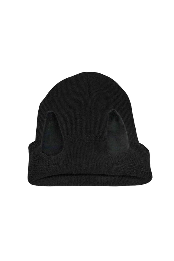 Sales 2026 Under $5 Black Beanie Hat GIJNRIUIUA Devil Horns Men Hat Knitted Beanie with Horns Women Daemon Horns Cap for Winter Warm Ski Outdoor Muslim Headwear