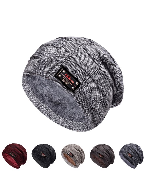 Sales 2026 Under $5 Grey Winter Hat GIJNRIUIUA Beanie for Men Winter Hats for Guys Cool Mens Lined Knit Warm Thick Skully Stocking Binie Hat Muslim Hat Women