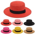 thumbnail image 1 of Sales 2026 Under $5 Hot Pink Brim Fedora Hat GIJNRIUIUA Mens and Womens Buckle Dome Panama Lafite Flat Top Hat Summer Travel Sunshade Sun Hat Big Brim Hat Baseball Caps, 1 of 4