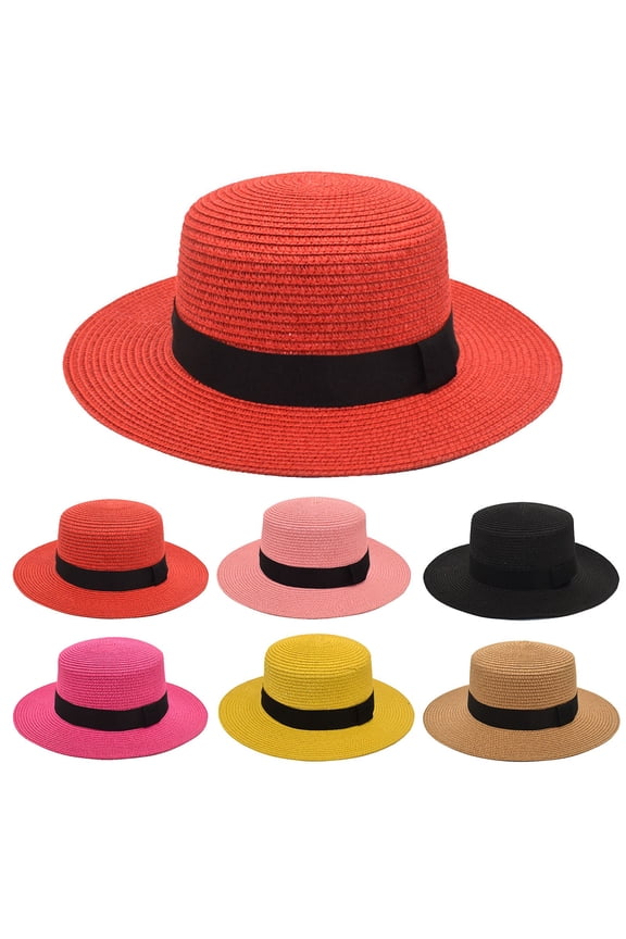 Sales 2026 Under $5 Hot Pink Brim Fedora Hat GIJNRIUIUA Mens and Womens Buckle Dome Panama Lafite Flat Top Hat Summer Travel Sunshade Sun Hat Big Brim Hat Baseball Caps