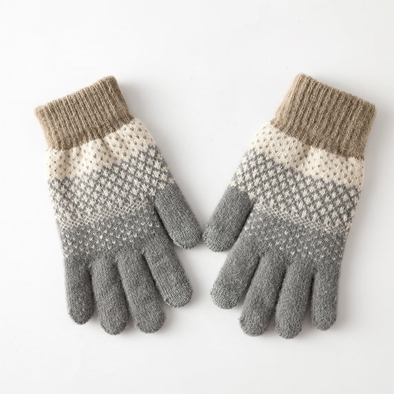 Sales 2026 Gloves for Women GIJNRIUIUA Under $4 Women Winter Screen Gloves Warm Knit Gloves Elastic Cuff Winter Men Texting Gloves Gray Gloves & Mittens