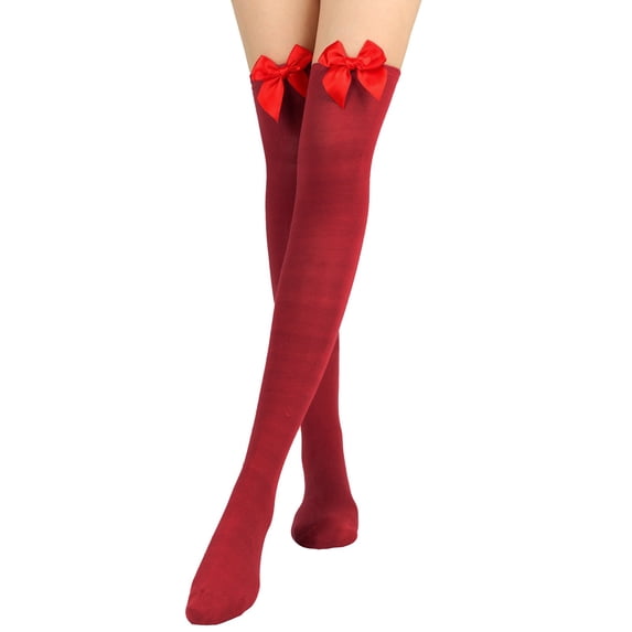 Sales 2026 Knee High Stockings Under $2 GIJNRIUIUA Multicolor Knee-High Socks Winter Womens Long Socks Bowknot Pure Color Socks Thigh High Socks Over the Knee Socks Festival Christmas Leg Warmers