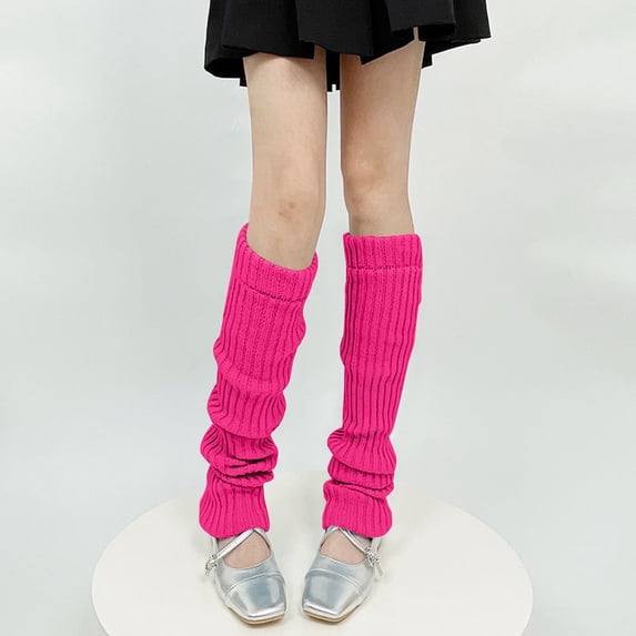 Sales 2026 Knee Socks for Women Under $6 GIJNRIUIUA Hot Pink Knee-High Socks Women's Knit Stack Up Socks Over the Knee Extended Yoga Leggings Fitness Socks Tights Leg Warmers