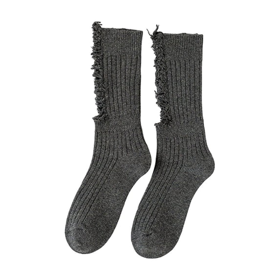Sales 2026 Men Socks Under $2 GIJNRIUIUA Dark Gray Crew Socks Socks Women Beggar Shabby Ripped Hole Socks Ribbed Knit Fluorescent Solid Color Skateboard Tube Hosiery Running Socks