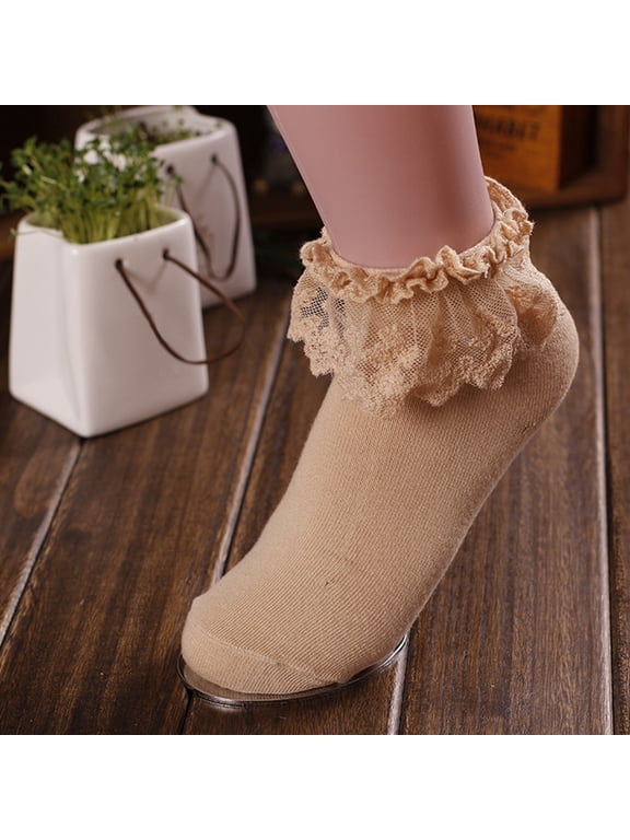 Sales 2026 Men Socks Under $2 GIJNRIUIUA Khaki Crew Socks 1 Pair Women Ankle Socks Lace Ruffle Frilly Comfortable Cute Cotton Socks Ladies Girl Lace Socks Athletic Socks