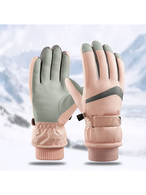 Sales 2026 Thermal Cold Weather Gloves GIJNRIUIUA Under $8 Winter Premium Leather Work and Downhill Ski Gloves Leather Mitten Men Women Motorcycle Pink Gloves & Mittens