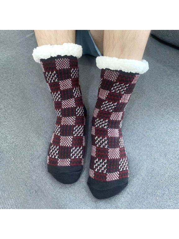 Sales 2026 Thermal Warm Socks for Men & Women Under $6 GIJNRIUIUA Brown Crew Socks Winter Men Slipper Fuzzy Socks Fluffy Cozy Cabin Warm Winter Soft Thick Comfy Fleece Non Slip Home Socks