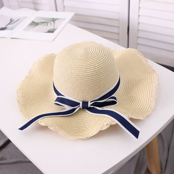 Sales 2026 Under $5 Beige Beach Sun Straw Hat GIJNRIUIUA Hat Cap Bowknot Sun Women Big Hats Floppy Folding Summer Wide Baseball Caps Baseball Caps