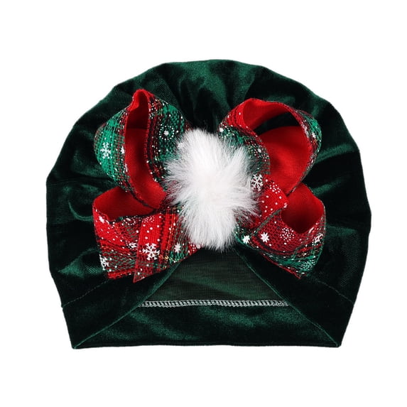 Sales 2026 Under $5 Green Lightweight Beanie for Women GIJNRIUIUA Christmas Big Bow Turban Hats Bohemia Cap Girls Headwear Bun Knot Skull Cap