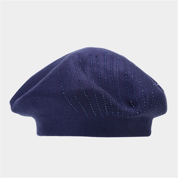 Sales 2026 Under $5 Navy French Beret Hat GIJNRIUIUA Women's Solid Color Knit Beret Fall/Winter Hot Drill Warm Beret Cowboy Hat