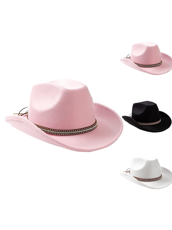 Sales 2026 Under $5 Pink Cowgirl Hat GIJNRIUIUA Women's Big Brim Cowboy Hat Western Bowler Hat Baseball Hats