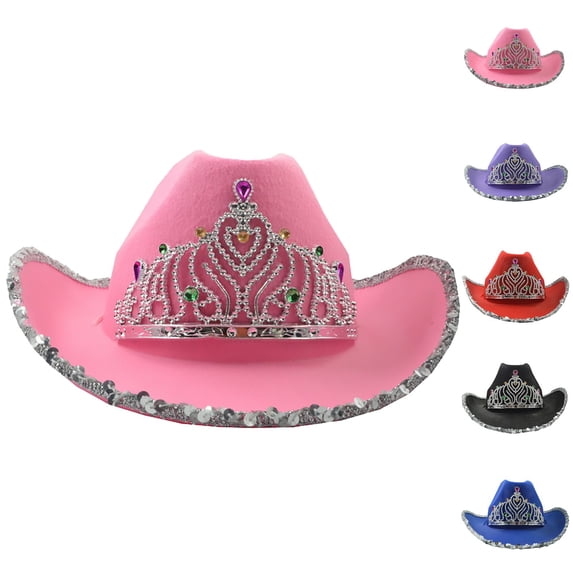 Sales 2026 Under $5 Pink Cowgirl Hat GIJNRIUIUA Women's Sequin Crown Cowboy Hat Western Cowboy Hat Bucket Hats