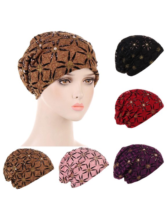 Sales 2026 Under $5 Pink Skull Cap GIJNRIUIUA Womens Fashion Cap Pearl Pullover Cap Comfortable Multi Color Pile Cap Underscarf