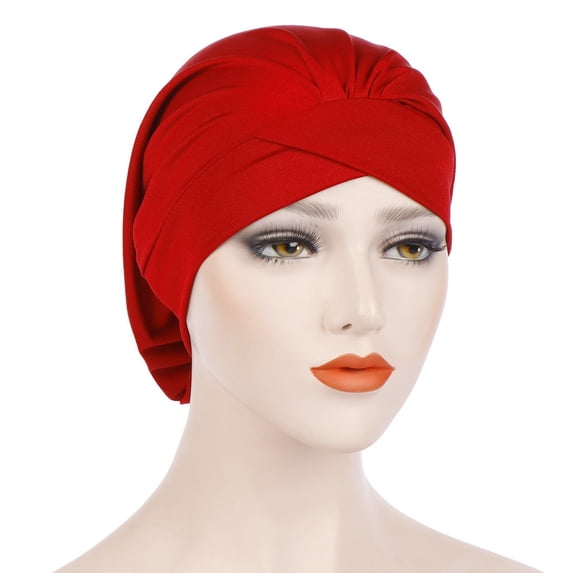Sales 2026 Under $5 Red Hijab Turban GIJNRIUIUA Women Fashion Solid Cap Muslim Wrap Turban Hat Baseball Caps Scrub Cap