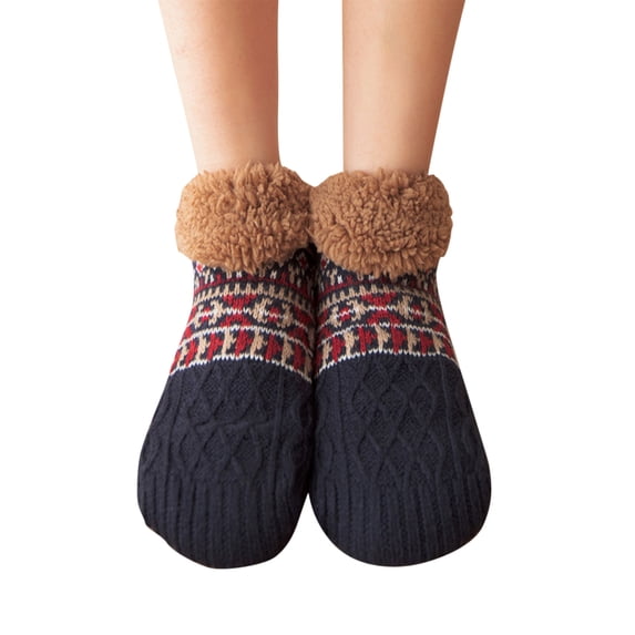Sales 2026 Warm Socks Under $6 GIJNRIUIUA Navy Crew Socks Winter Men's and Women's Christmas Slippers Socks with Soft Comfortable Lined Socks Warm and Fluffy Non Slip Socks in Winter Slipper Socks
