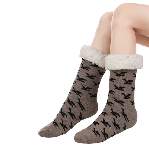 Sales 2026 Warm Socks Under $5 GIJNRIUIUA Coffee Crew Socks Winter Women's Winter Soft Warm Cozy Fleece Lined Fuzzy Slipper Socks With Slipper Socks