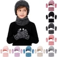 thumbnail image 1 of Sales 2026 Winter Beanie Hat Scarf Gloves Set GIJNRIUIUA Under $9 3 Pcs Kids Winter Hat Gloves Scarf Set Toddler Knitted Beanie Hat Neck Warmer Mittens Fleece Lined Set for Boys and Girls Gray, 1 of 7